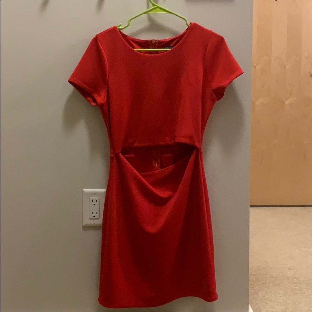Express Red Mini Peekaboo Dress